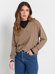 Long Tall Sally Natural Crew Neck Cashmillon Jumper - Image 1 of 6
