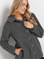 Long Tall Sally Grey Nylon Pocket Borg Zip Fleece - Image 4 of 5