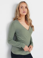 Long Tall Sally Green Fine Gauge Wrap Top - Image 1 of 4