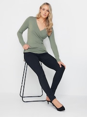 Long Tall Sally Green Fine Gauge Wrap Top - Image 2 of 4