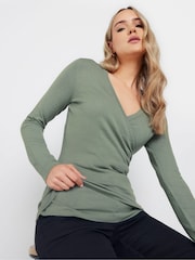 Long Tall Sally Green Fine Gauge Wrap Top - Image 4 of 4