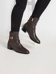 Long Tall Sally Brown Block Elastic Strap Boots - Image 1 of 5