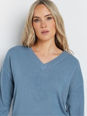 Long Tall Sally Blue V-Neck Jumper - Image 4 of 4