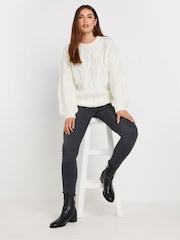 Long Tall Sally Cream Cable Acrylic Jumper - Image 2 of 5