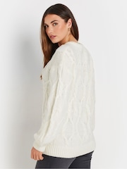 Long Tall Sally Cream Cable Acrylic Jumper - Image 3 of 5