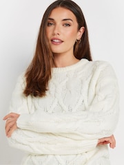 Long Tall Sally Cream Cable Acrylic Jumper - Image 4 of 5