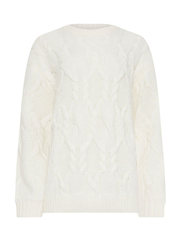 Long Tall Sally Cream Cable Acrylic Jumper - Image 5 of 5