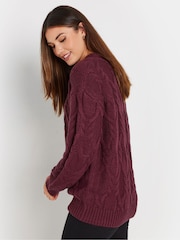 Long Tall Sally Red Cable Acrylic Jumper - Image 3 of 5
