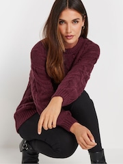 Long Tall Sally Red Cable Acrylic Jumper - Image 4 of 5
