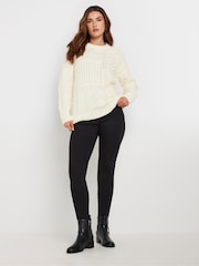 Long Tall Sally Cream Patchwork Cable Jumper - Image 2 of 5