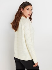 Long Tall Sally Cream Patchwork Cable Jumper - Image 3 of 5