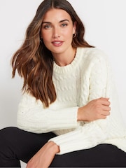 Long Tall Sally Cream Patchwork Cable Jumper - Image 4 of 5