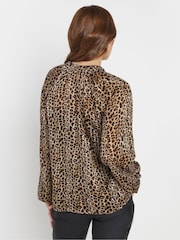 M&Co Natural Animal Print V-Neck Top - Image 2 of 5