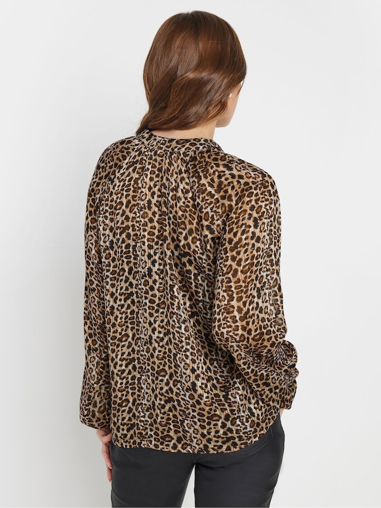 M&Co Natural Animal Print V-Neck Top - Image 2 of 5