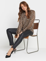 M&Co Natural Animal Print V-Neck Top - Image 3 of 5