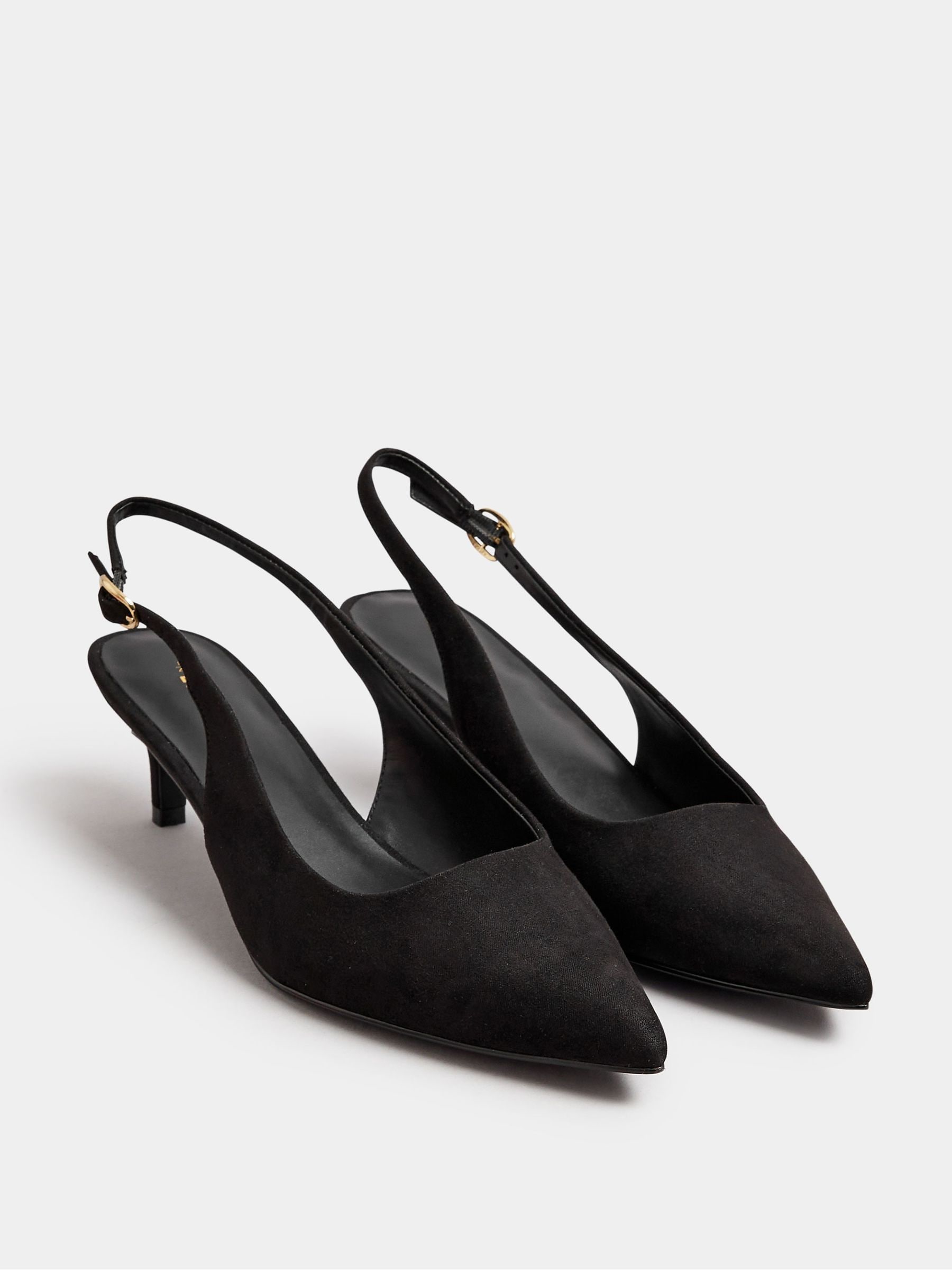 Long Tall Sally Black Slingback Point Shoes