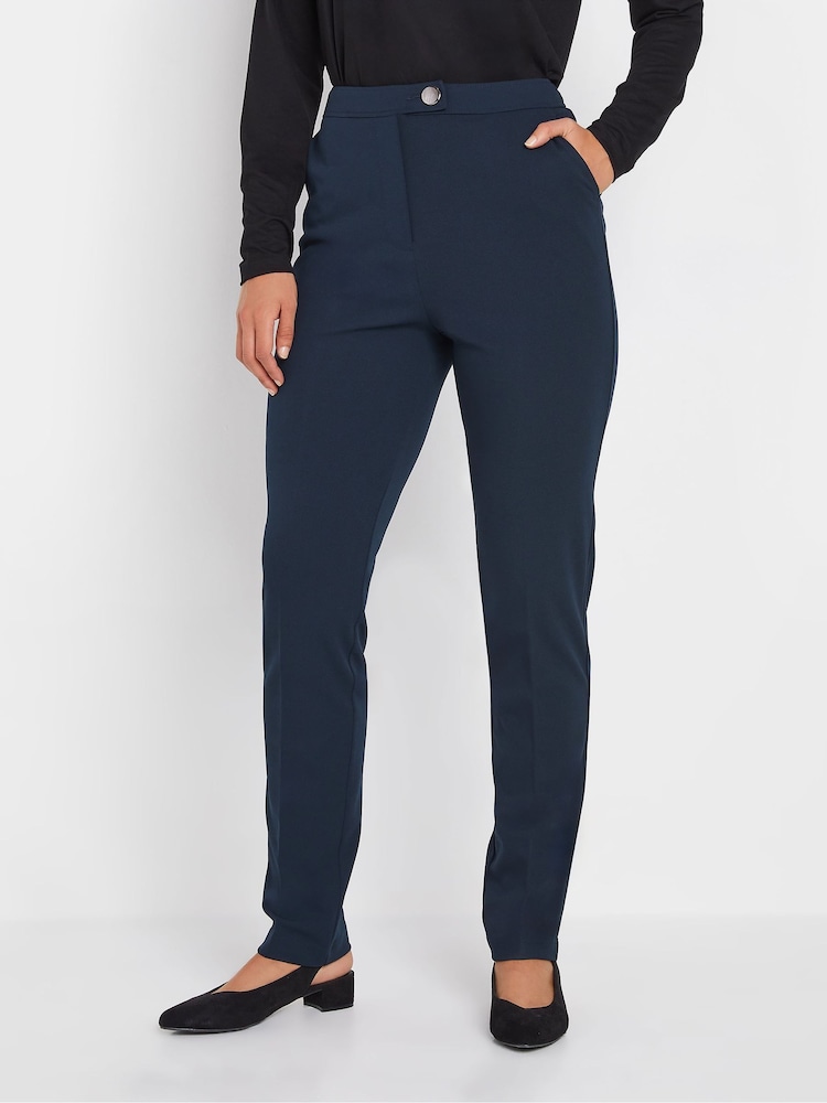 Long Tall Sally Blue Tapered Button Trousers - Image 1 of 5