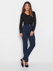 Long Tall Sally Blue Tapered Button Trousers - Image 2 of 5