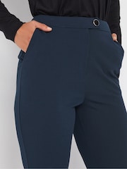 Long Tall Sally Blue Tapered Button Trousers - Image 3 of 5