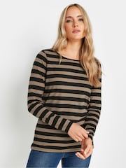 Long Tall Sally Green Striped Long Sleeve 100% Cotton T-Shirts 2 Pack - Image 3 of 5
