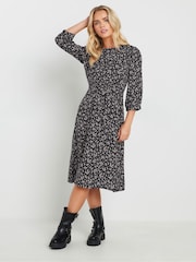 M&Co Black Petite Mini Leaf Dress - Image 1 of 5