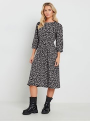 M&Co Black Petite Mini Leaf Dress - Image 2 of 5