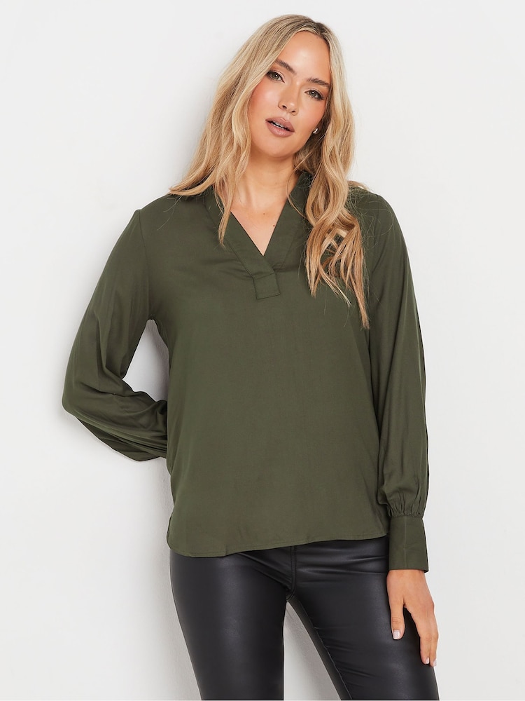 Long Tall Sally Green Collar Woven Top - Image 1 of 5