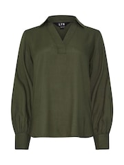 Long Tall Sally Green Collar Woven Top - Image 5 of 5