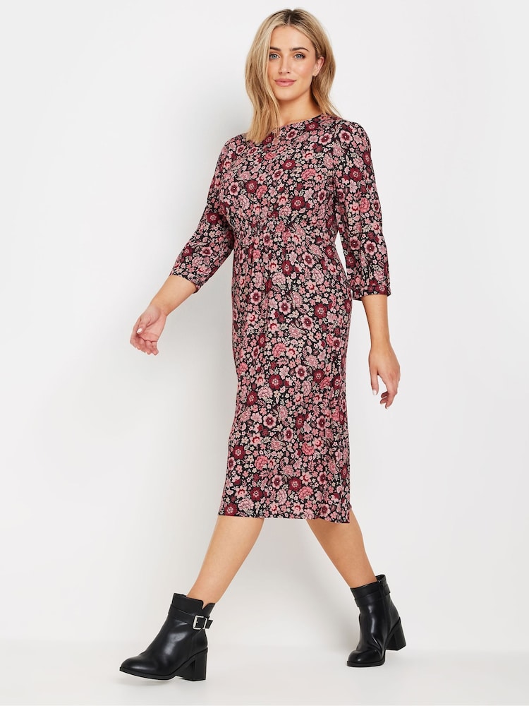 M&Co Pink Floral Shirred Dress - Image 2 of 5