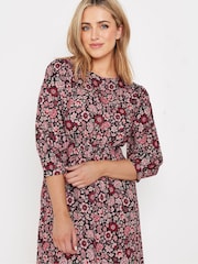 M&Co Pink Floral Shirred Dress - Image 4 of 5