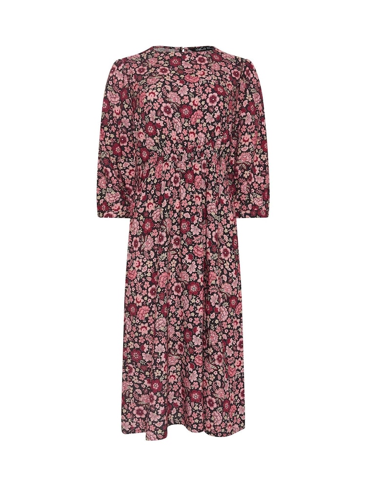 M&Co Pink Floral Shirred Dress - Image 5 of 5