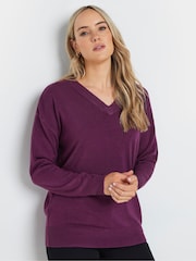 Long Tall Sally Purple V-Neck Jumper - Image 1 of 5