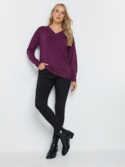 Long Tall Sally Purple V-Neck Jumper - Image 2 of 5