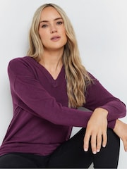 Long Tall Sally Purple V-Neck Jumper - Image 4 of 5