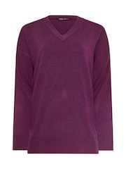 Long Tall Sally Purple V-Neck Jumper - Image 5 of 5