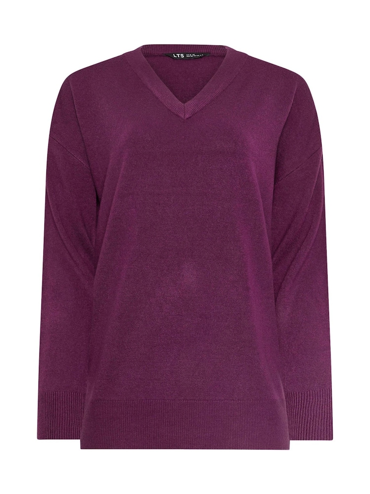 Long Tall Sally Purple V-Neck Jumper - Image 5 of 5