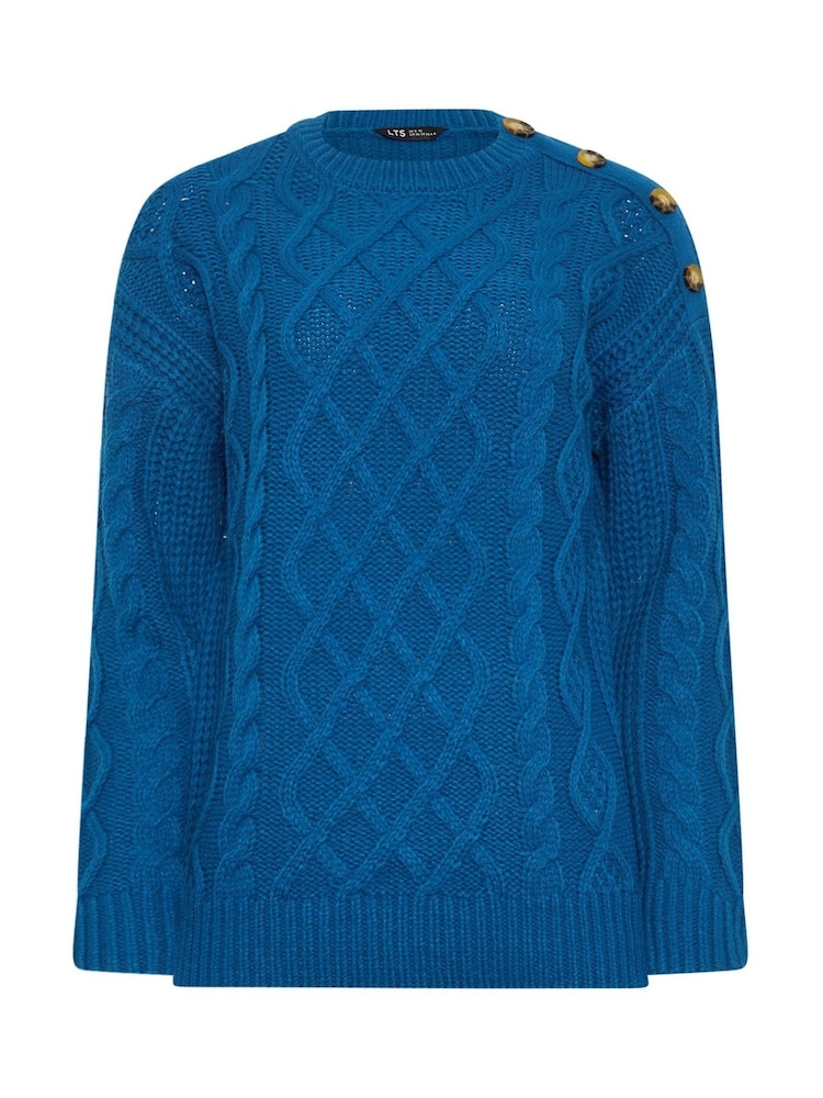 Azul - Suéter de punto trenzado con botones de Long Tall Sally - Imagen 6 de 6 Azul - Suéter de punto trenzado con botones de Long Tall Sally - Imagen 6 de 6