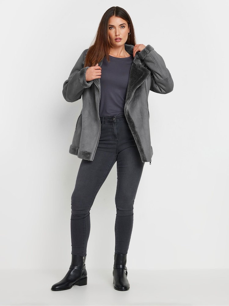 Long Tall Sally Grey Aviator Jacket - Image 2 of 6