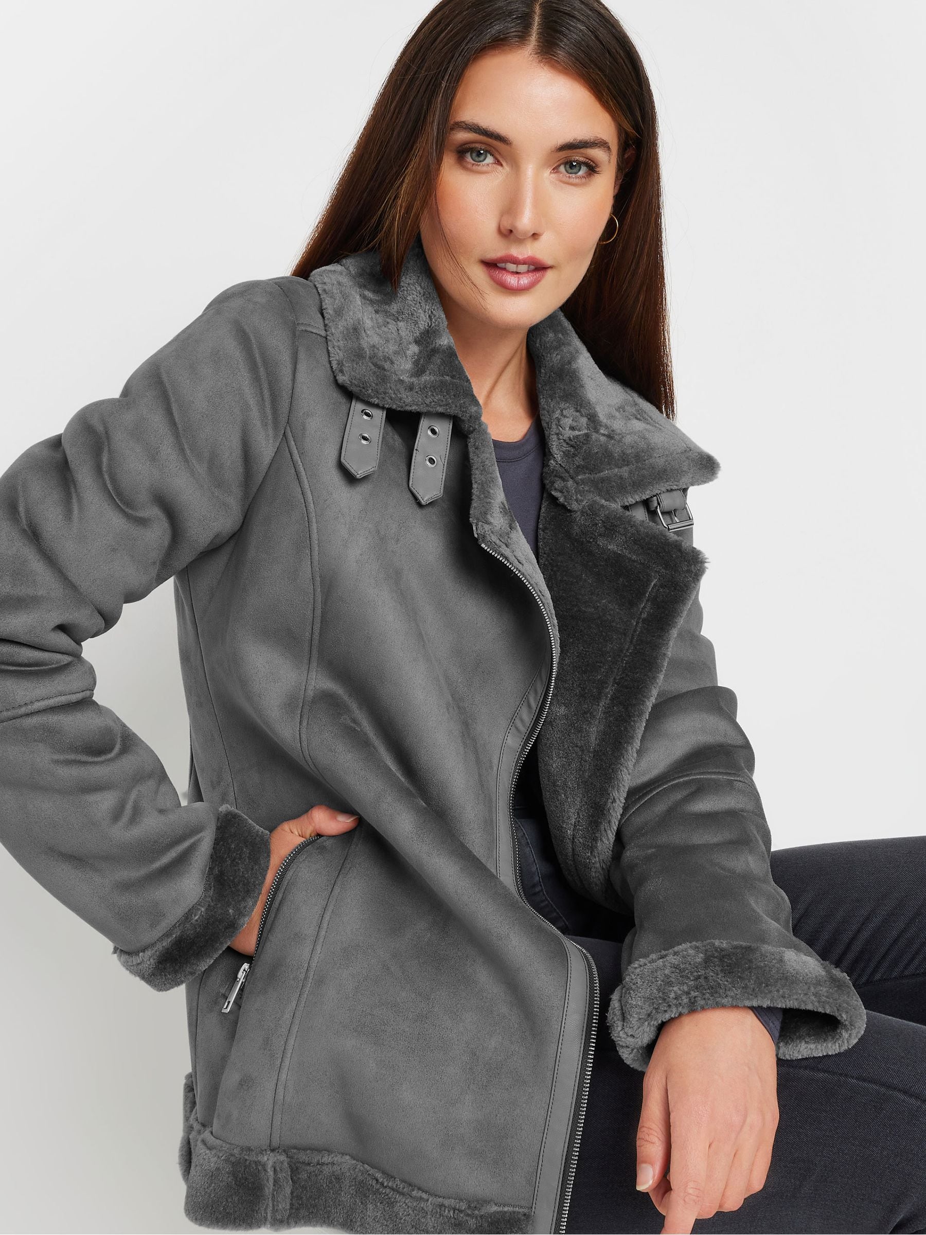 Buy Long Tall Sally Grey Aviator Jacket from Next USA