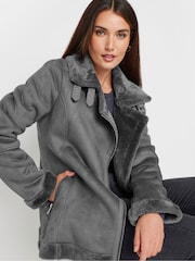 Long Tall Sally Grey Aviator Jacket - Image 4 of 6