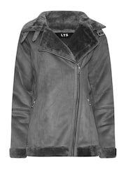 Long Tall Sally Grey Aviator Jacket - Image 6 of 6