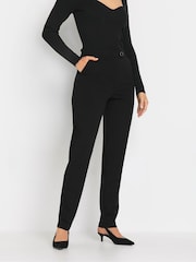 Long Tall Sally Black Tapered Button Trousers - Image 3 of 5