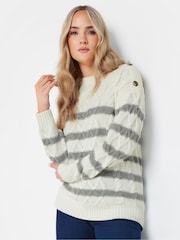 Long Tall Sally Grey Button Cable Jumper - Image 1 of 5