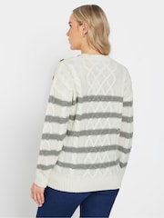 Long Tall Sally Grey Button Cable Jumper - Image 4 of 5