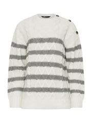 Long Tall Sally Grey Button Cable Jumper - Image 5 of 5
