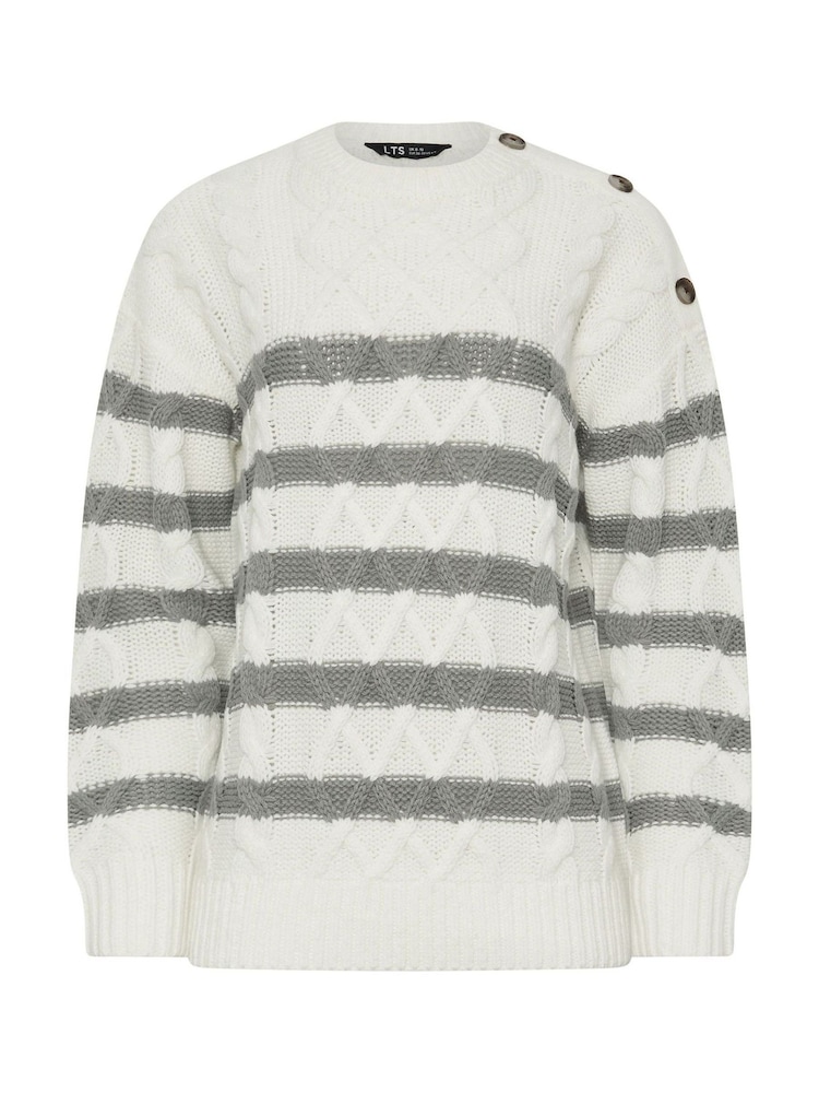 Long Tall Sally Grey Button Cable Jumper - Image 5 of 5