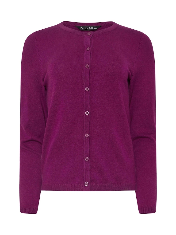 M&Co Purple Button Cardigan - Image 5 of 5