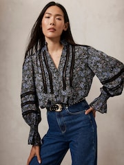 Mint Velvet Blue Floral Print Boho Blouse - Image 1 of 4