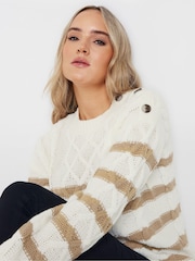 Long Tall Sally Natural Button Cable Jumper - Image 4 of 5