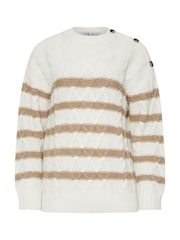 Long Tall Sally Natural Button Cable Jumper - Image 5 of 5